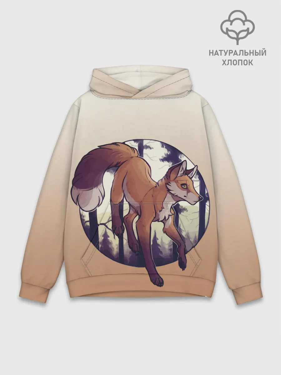 Худи мужской база хлопок / Лисица рисунок