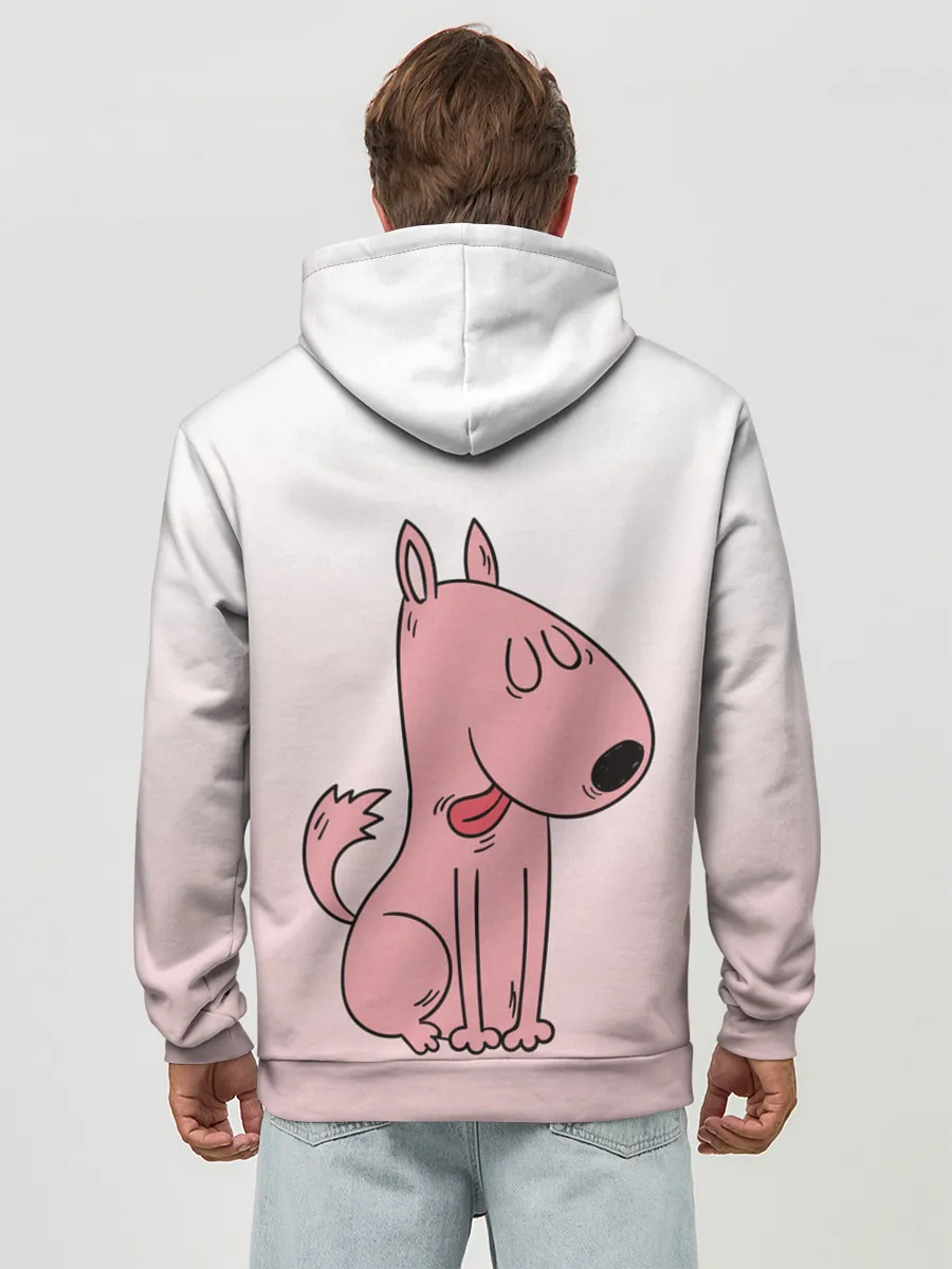 Худи мужской база хлопок / мультяшный мопс