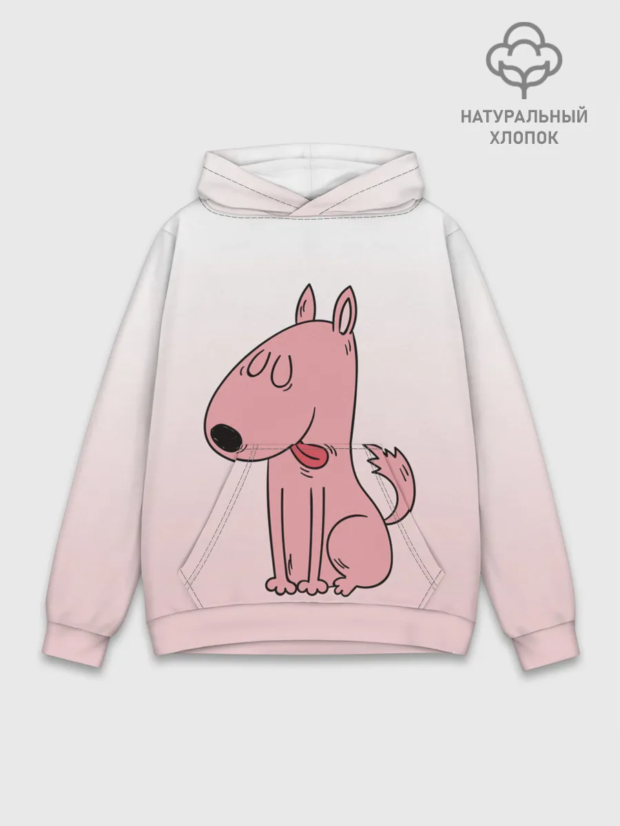 Худи мужской база хлопок / мультяшный мопс