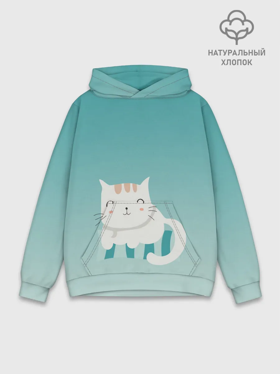Худи мужской база хлопок / котик на подстилке