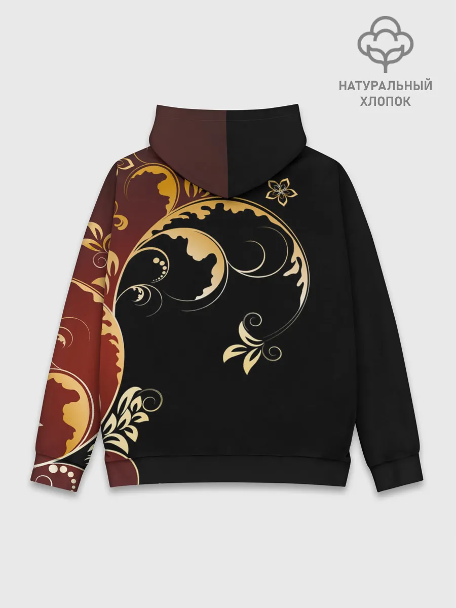 Худи мужской база хлопок / Узор - Хохлома