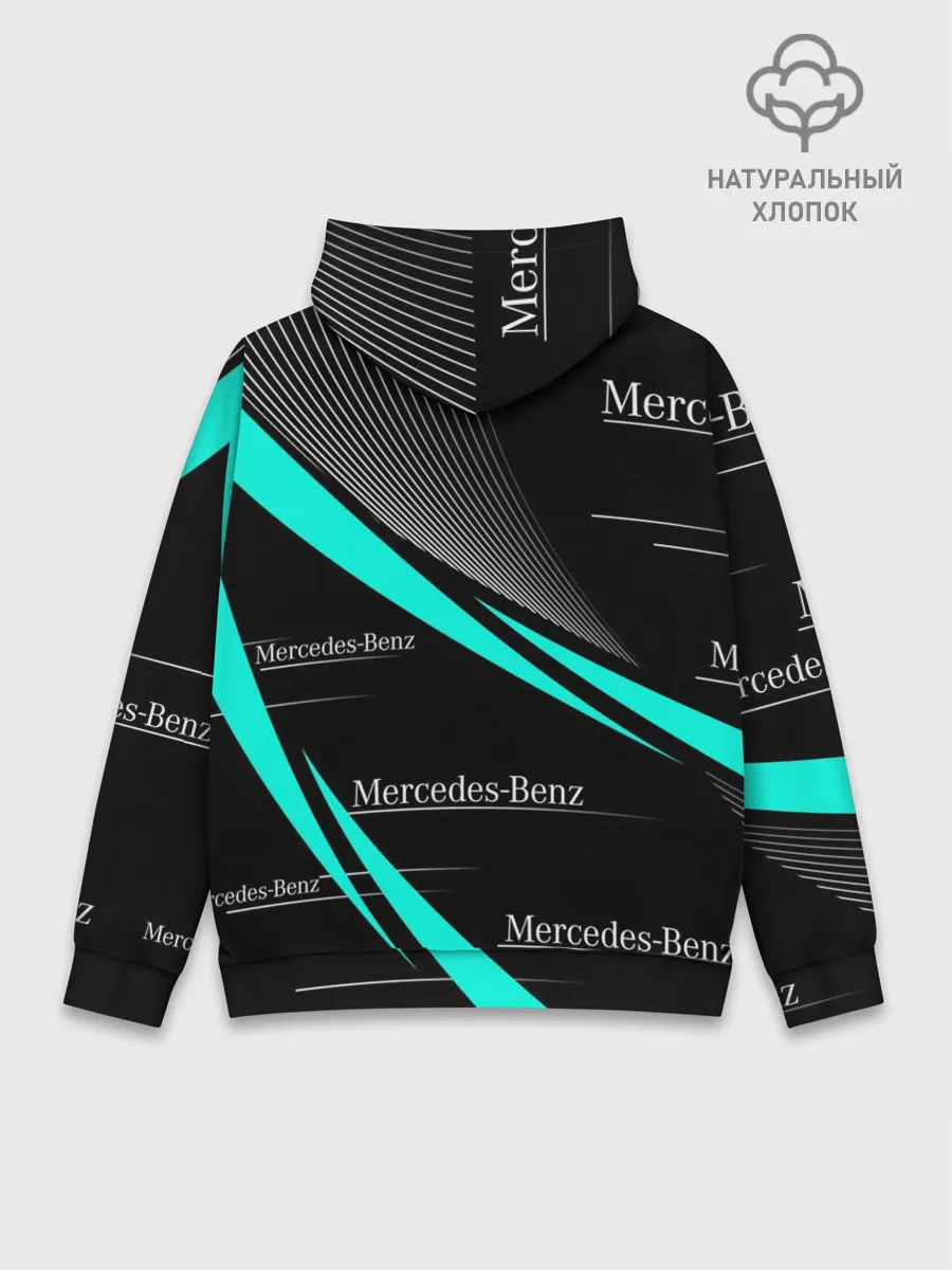 Худи мужской база хлопок / MERCEDES BENZ АКВАМАРИНОВЫЙ