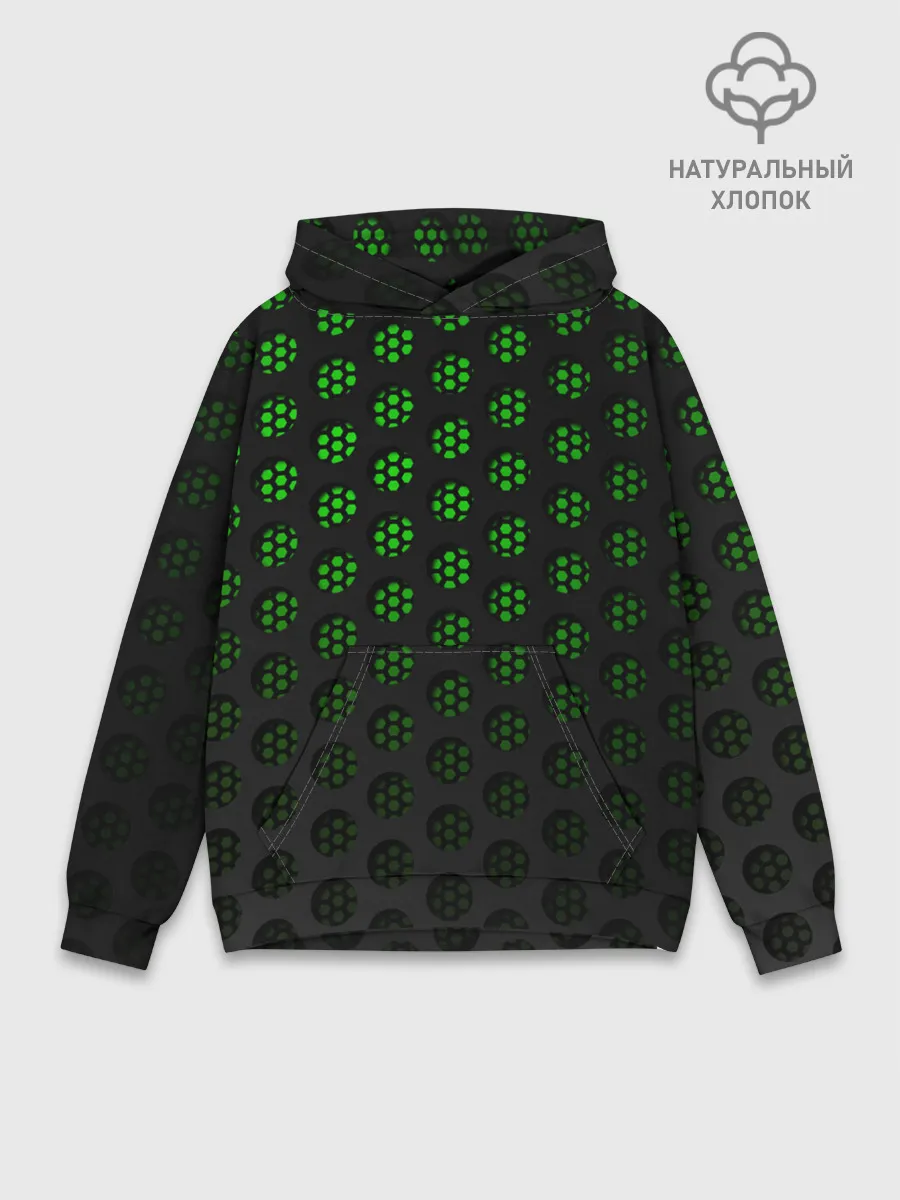 Худи мужской база хлопок / Зелёные соты 3D