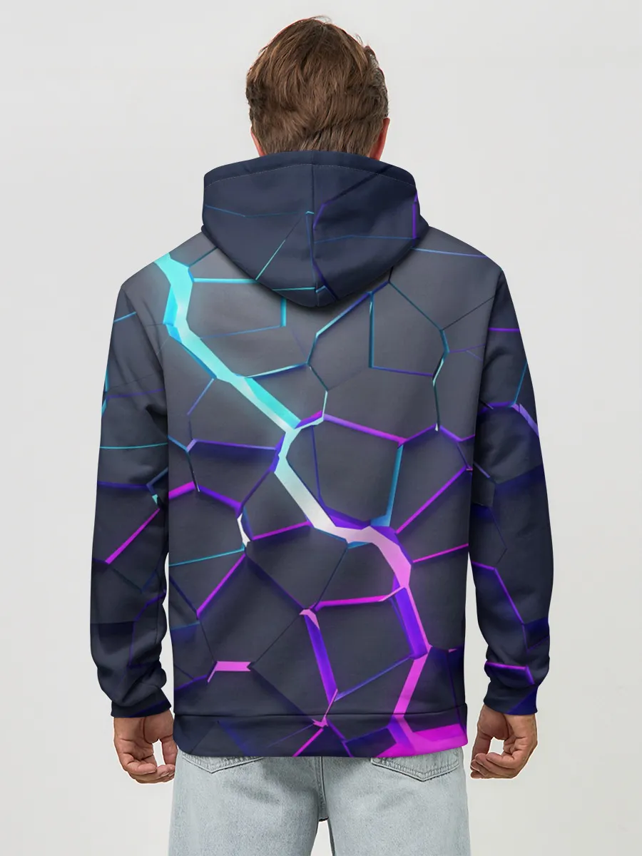 Худи мужской база хлопок / НЕОНОВЫЙ РАЗЛОМ | 3Д РАЗЛОМ