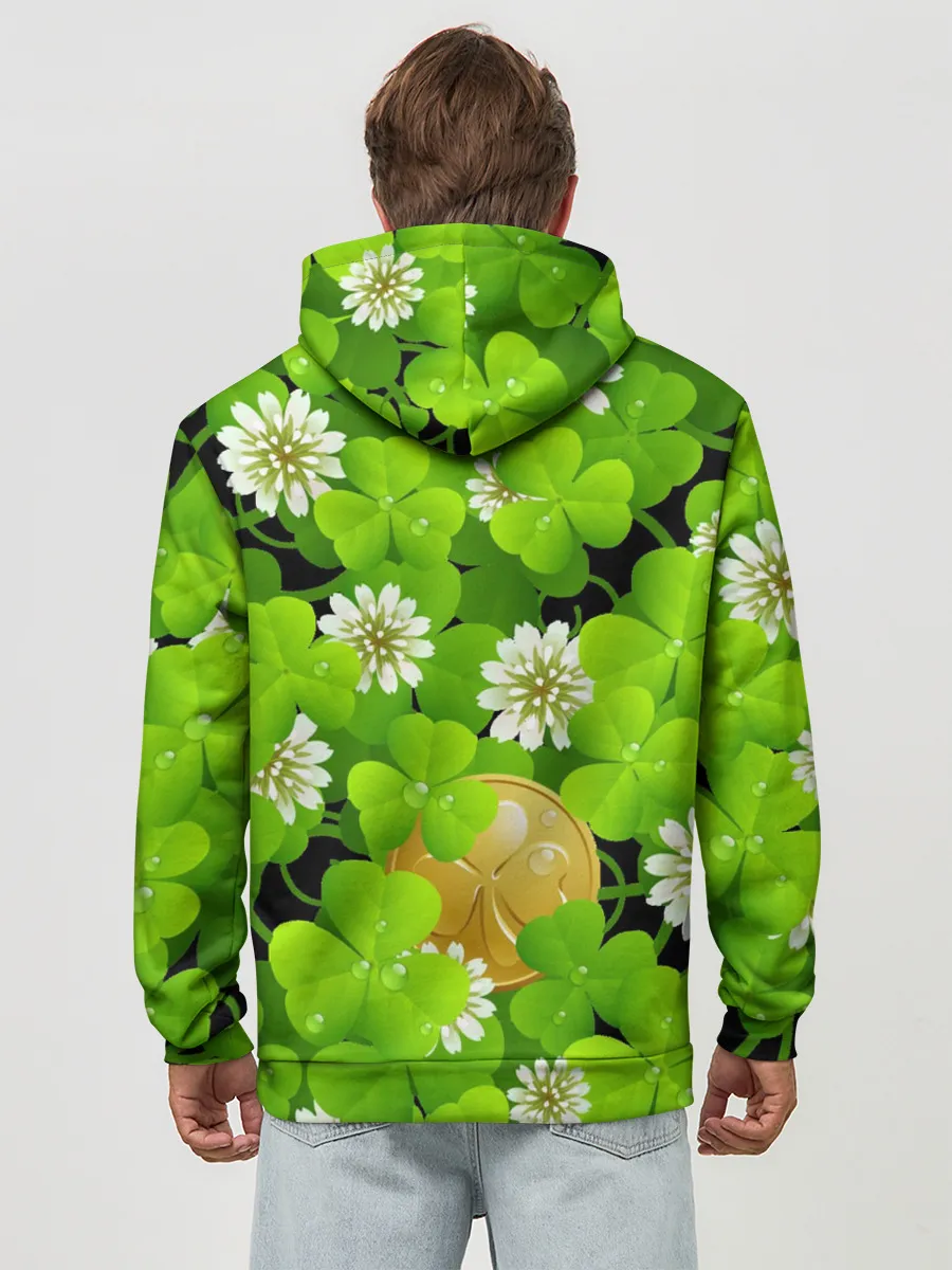 Худи мужской база хлопок / Ирландский Клевер и Монетка