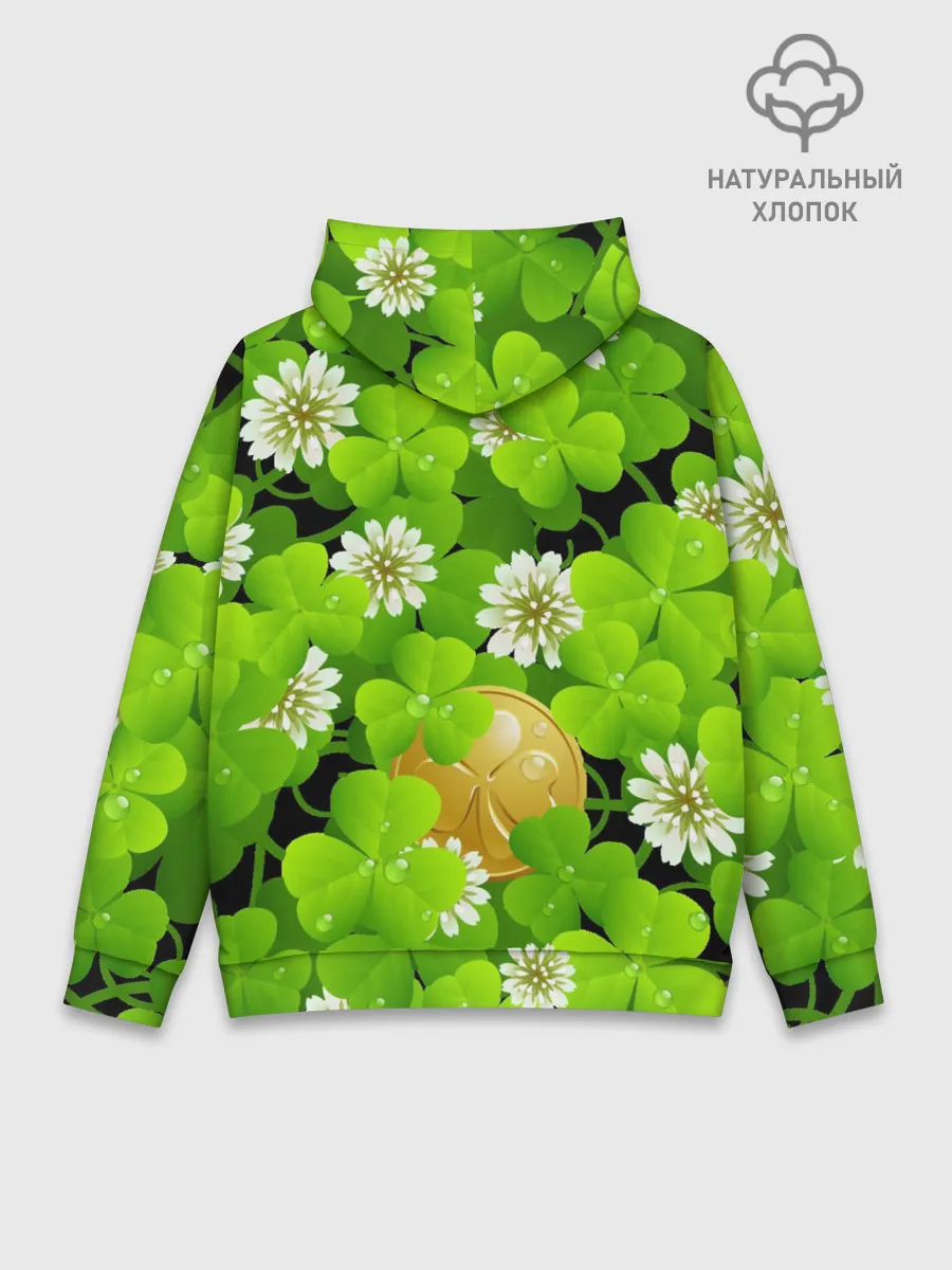 Худи мужской база хлопок / Ирландский Клевер и Монетка