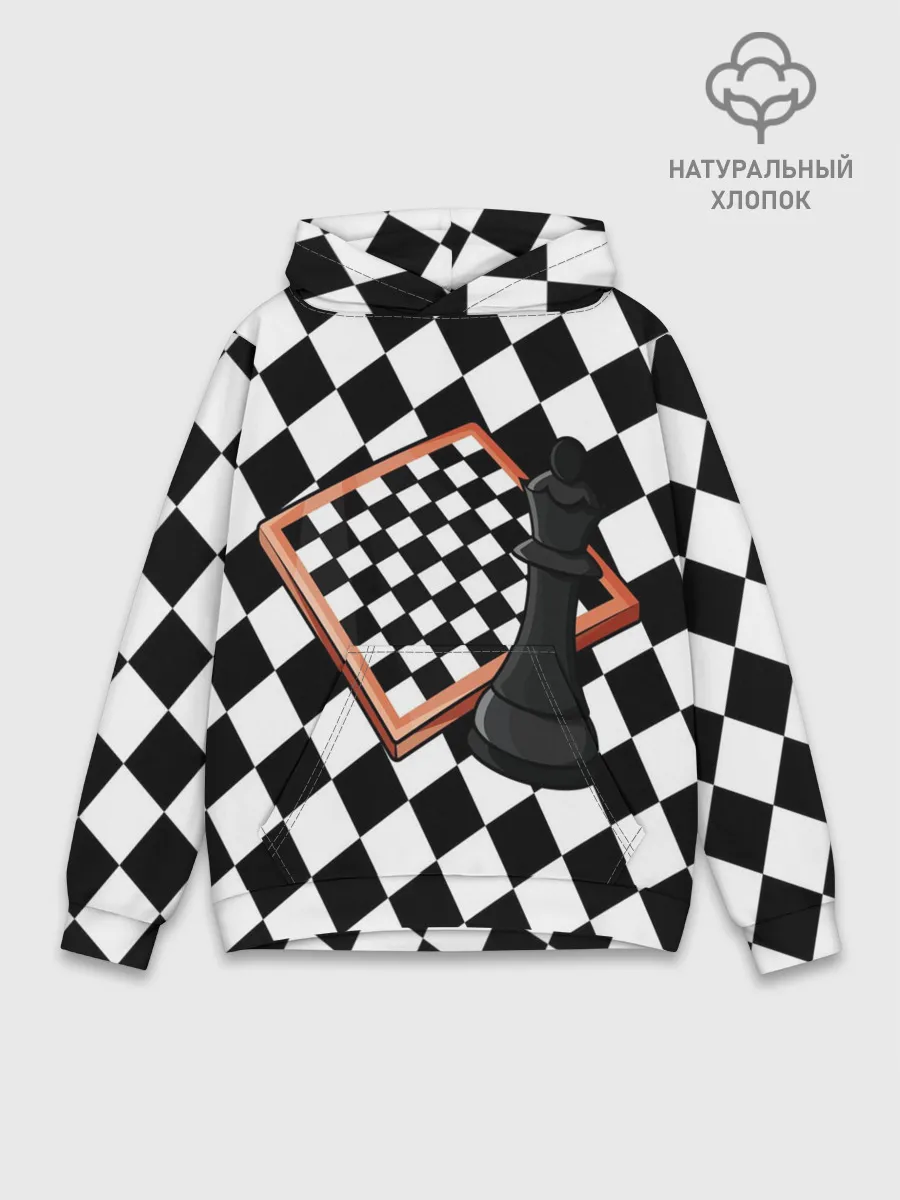 Худи мужской база хлопок / Шахматы