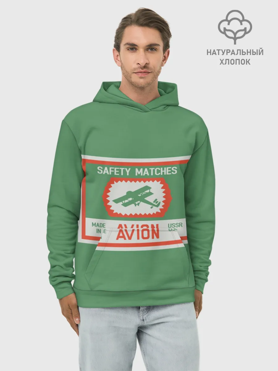 Худи мужской база хлопок / Спички green
