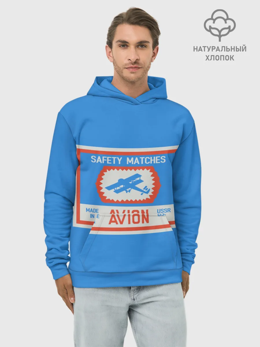 Худи мужской база хлопок / Спички blue