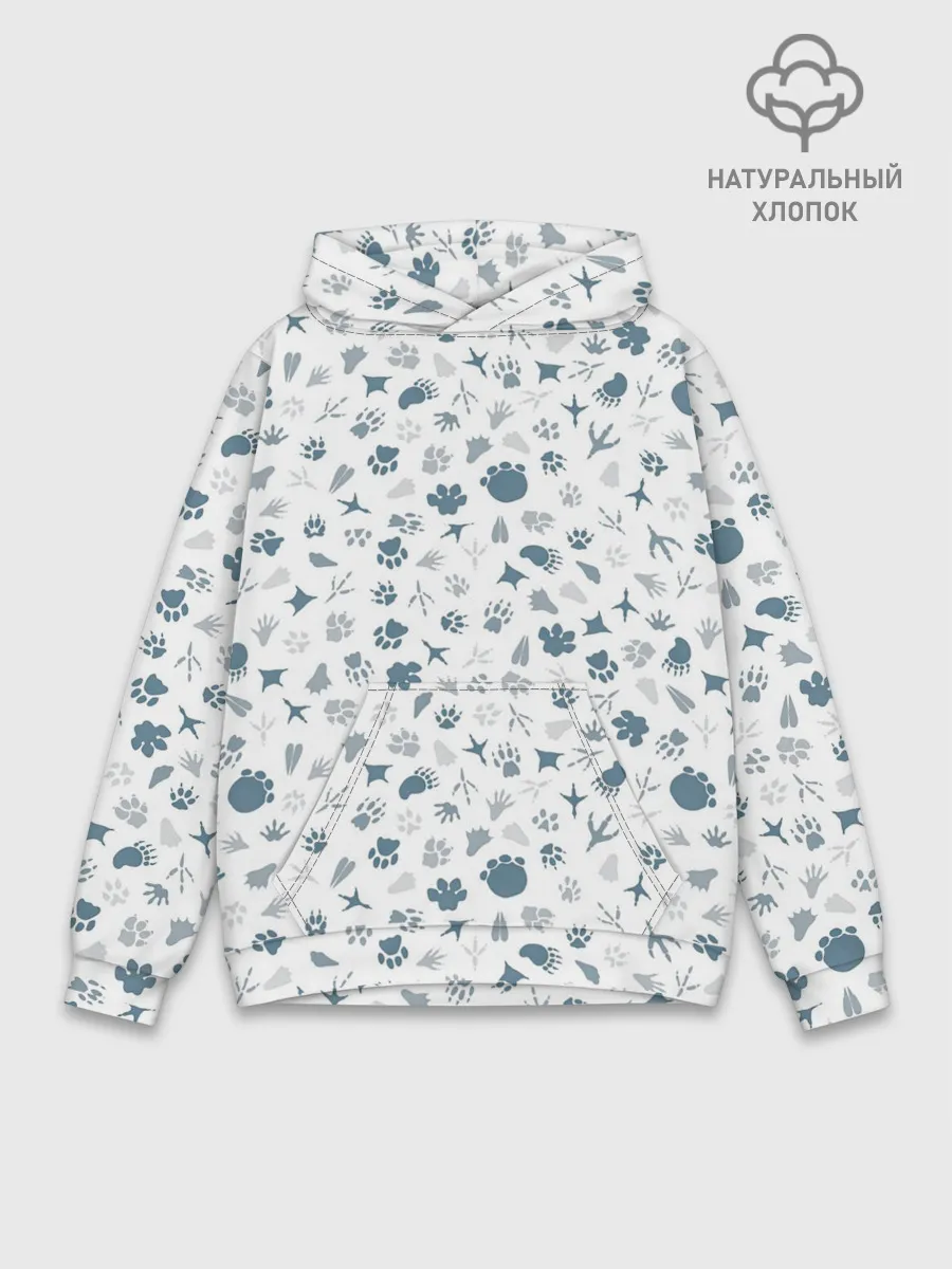 Худи мужской база хлопок / Отпечатки лап животных