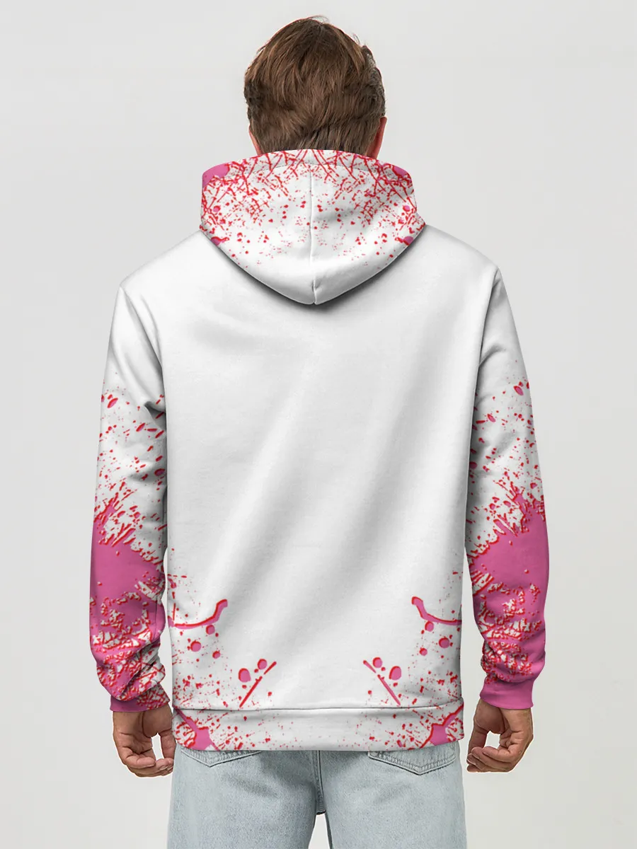 Худи мужской база хлопок / Лого джоджо розовые брызги