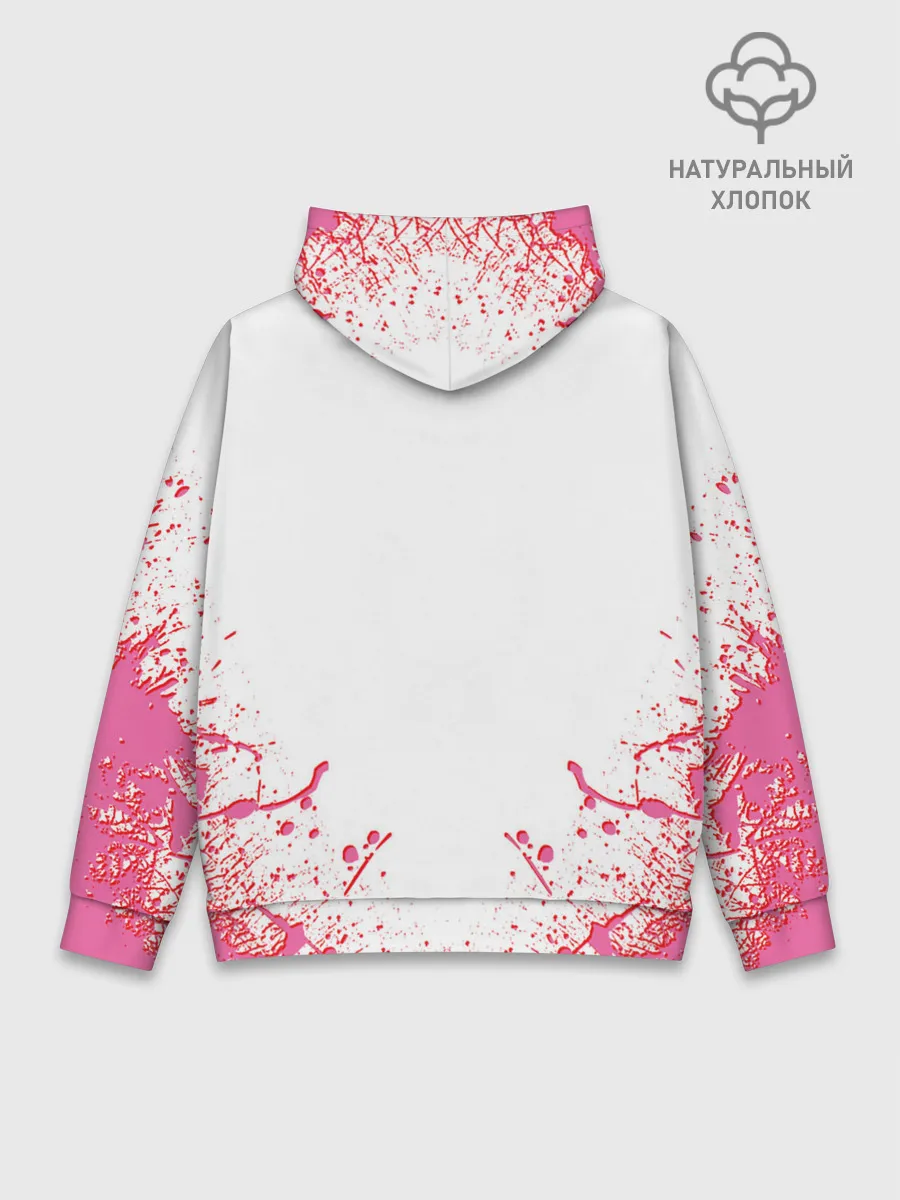 Худи мужской база хлопок / Лого джоджо розовые брызги