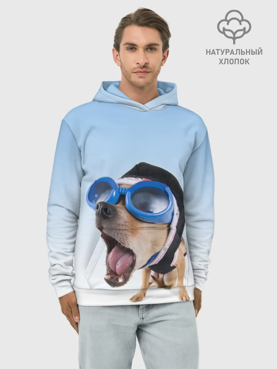 Худи мужской база хлопок / собака в очках