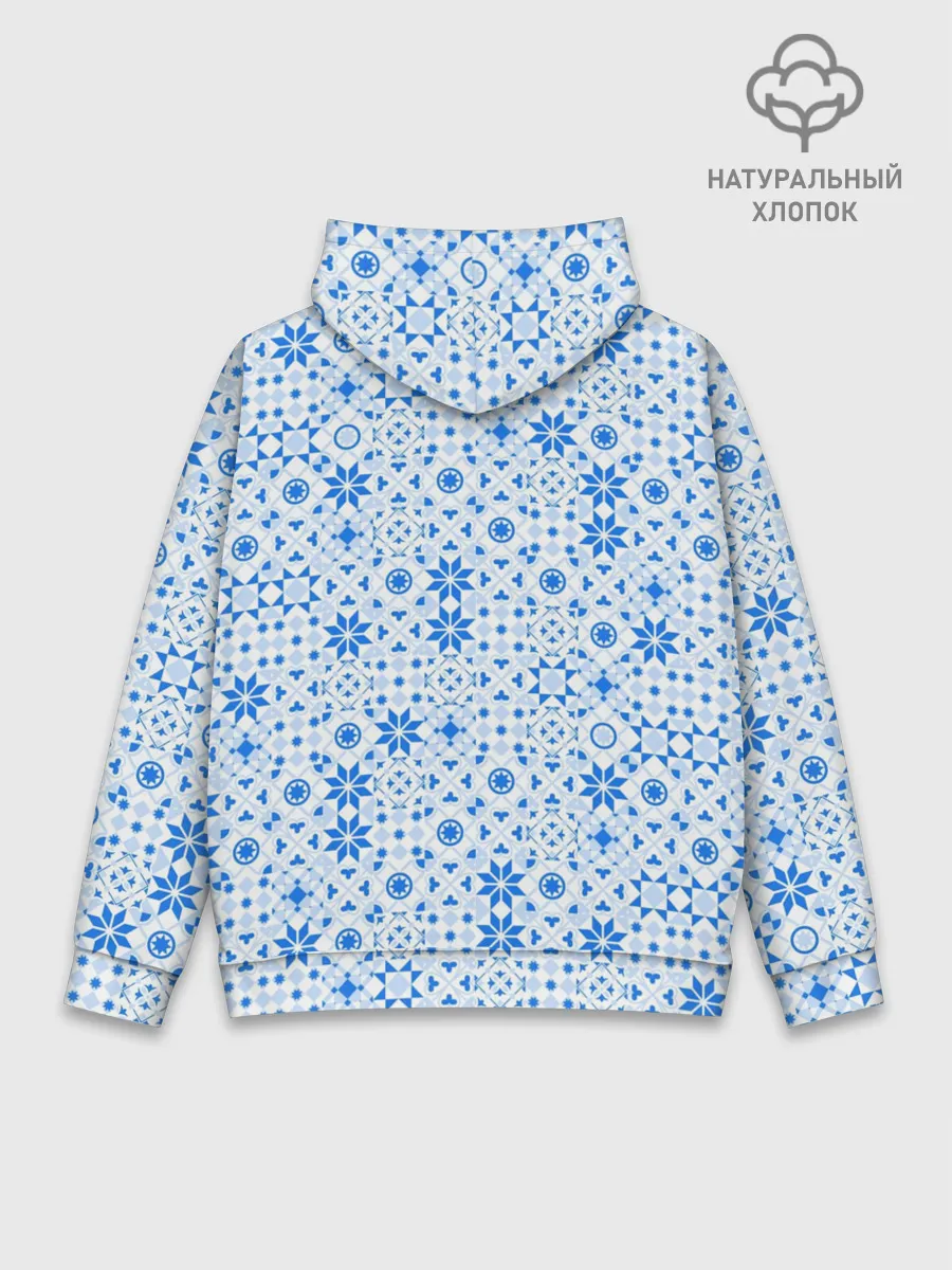 Худи мужской база хлопок / Орнамент снежинки