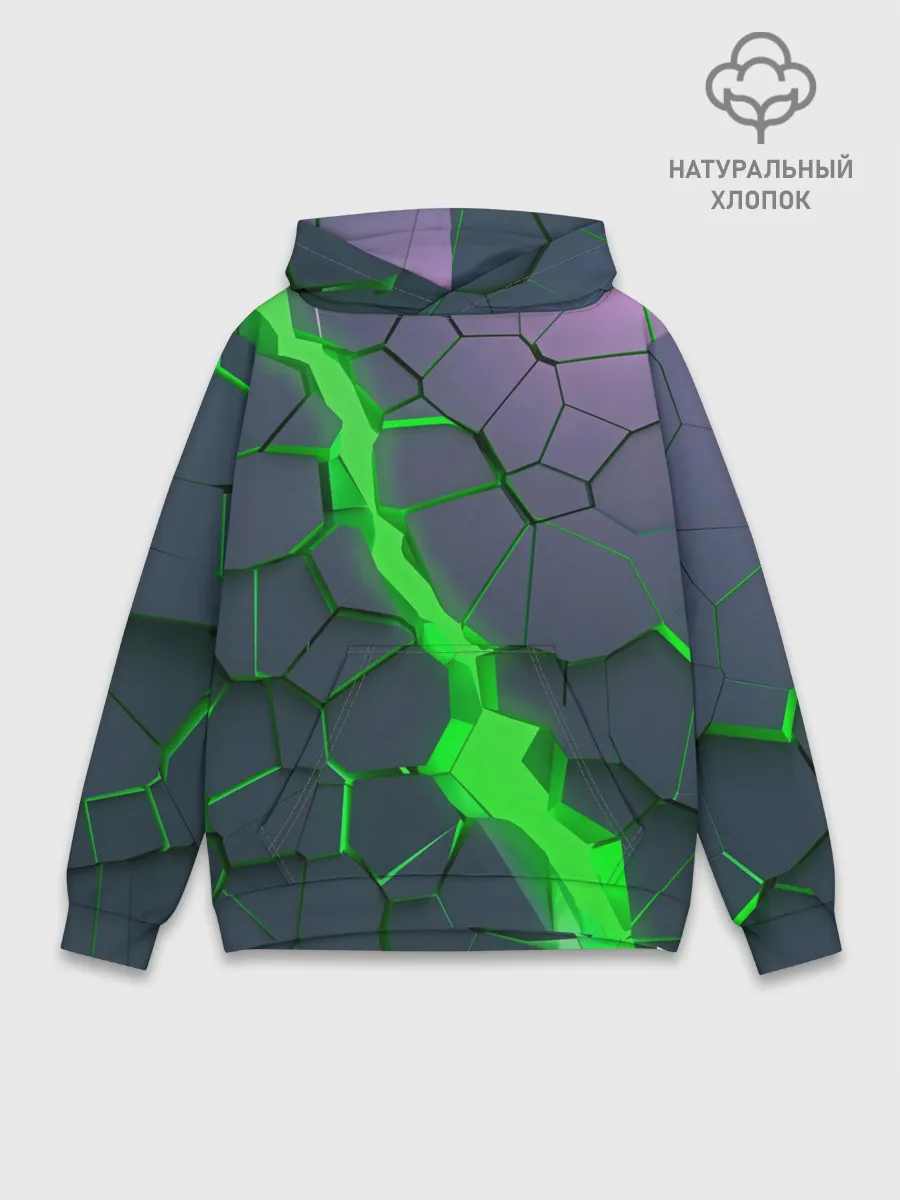 Худи мужской база хлопок / ЗЕЛЕНЫЙ РАЗЛОМ | 3Д РАЗЛОМ
