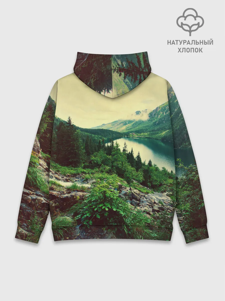 Худи мужской база хлопок / Красивый лес