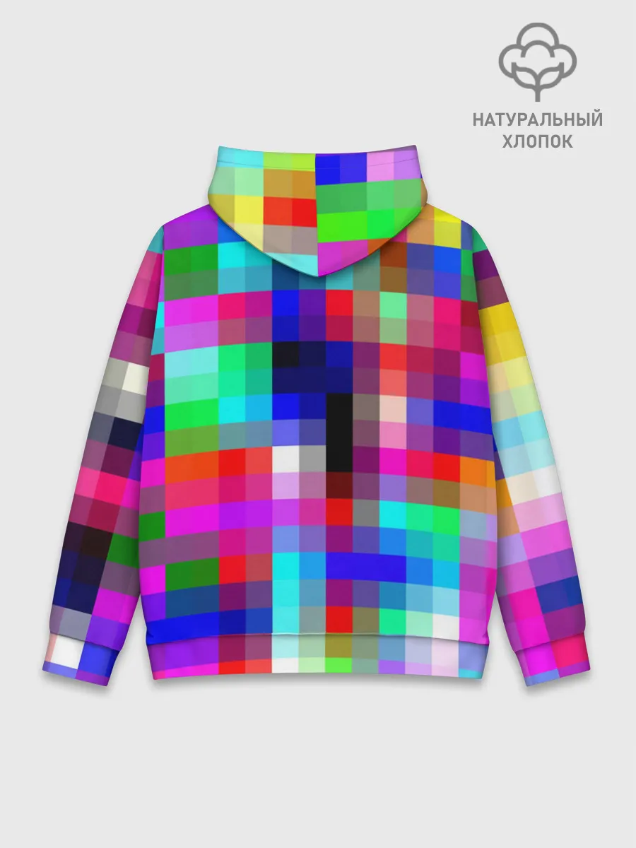 Худи мужской база хлопок / РАЗНОЦВЕТНЫЕ ПИКСЕЛИ / КУБЫ