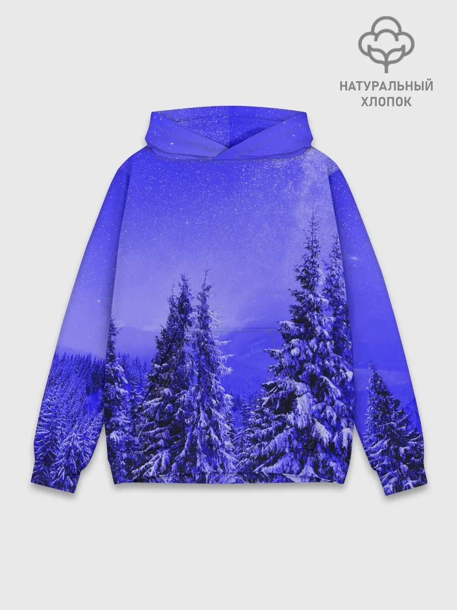 Худи мужской база хлопок / Зимний лес