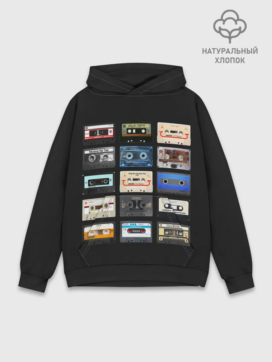Худи мужской база хлопок / Музыкальные касеты
