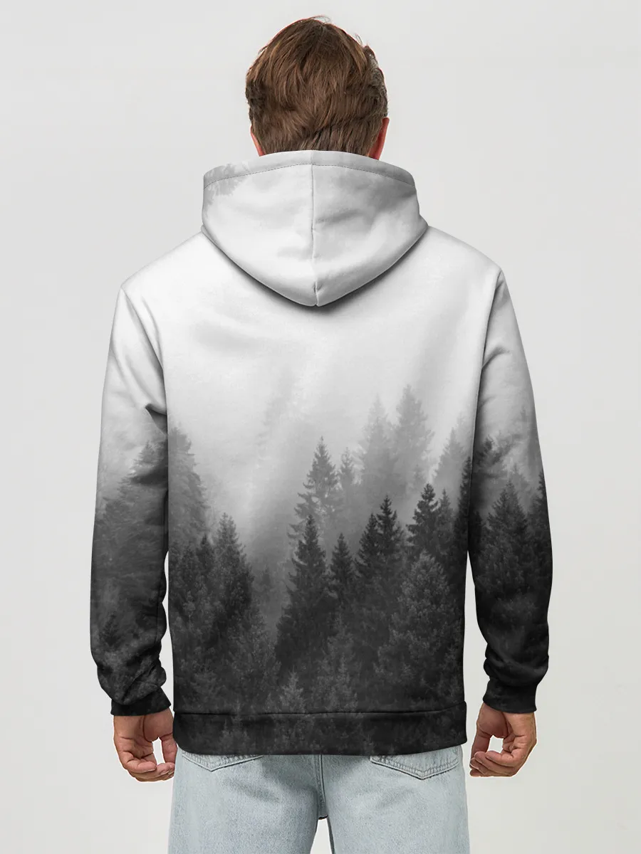 Худи мужской база хлопок / Туманный лес