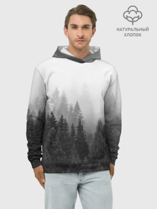 Худи мужской база хлопок / Туманный лес