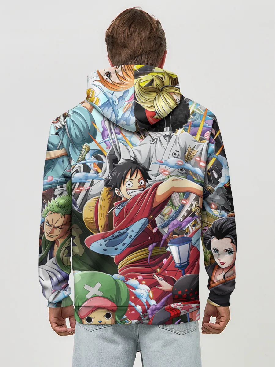 Худи мужской база хлопок / One Piece стикербомбинг