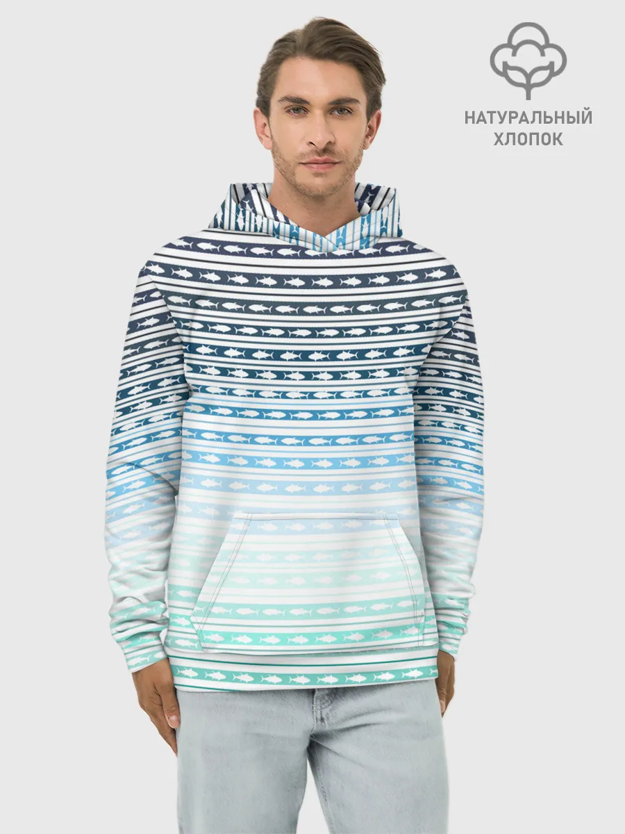 Худи мужской база хлопок / Sunset fish