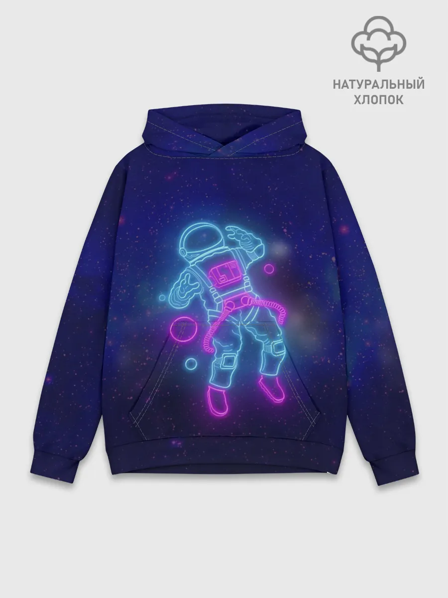 Худи мужской база хлопок / Неоновый Космонавт