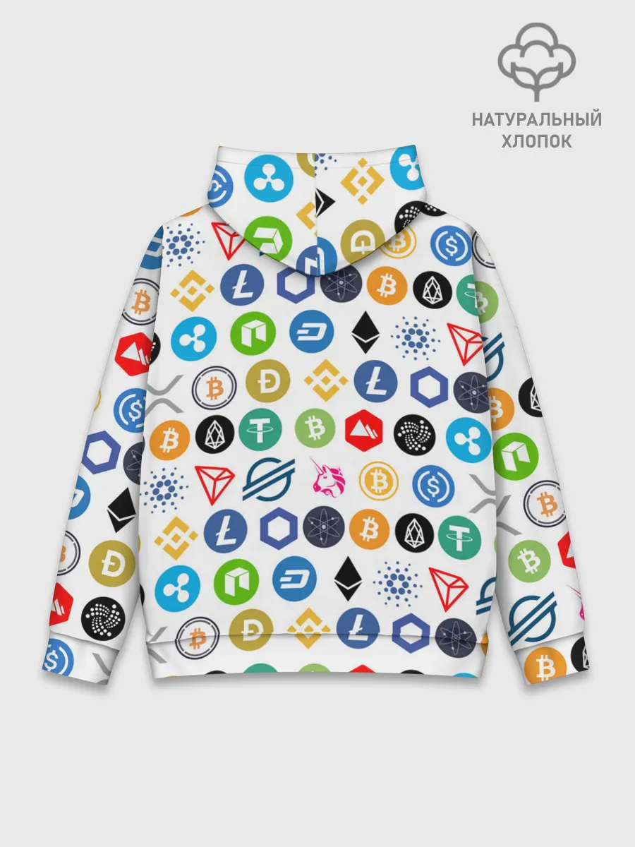 Худи мужской база хлопок / BITCOIN PATTERN | БИТКОИН