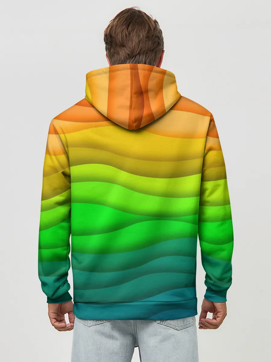 Худи мужской база хлопок / Цветные волны