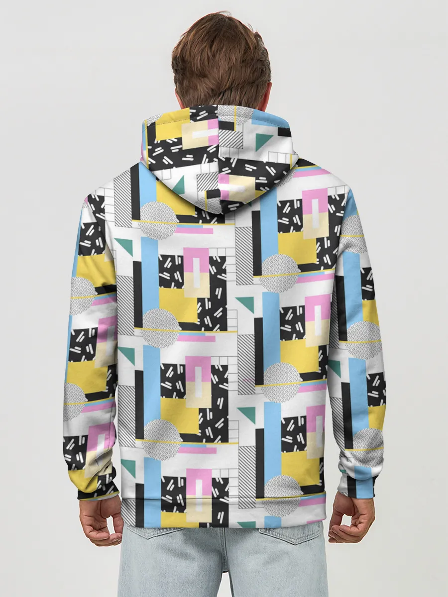 Худи мужской база хлопок / Memphis style geometry