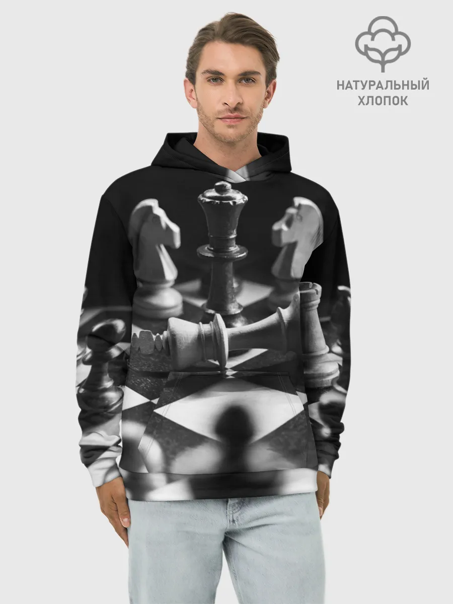 Худи мужской база хлопок / Шахматы