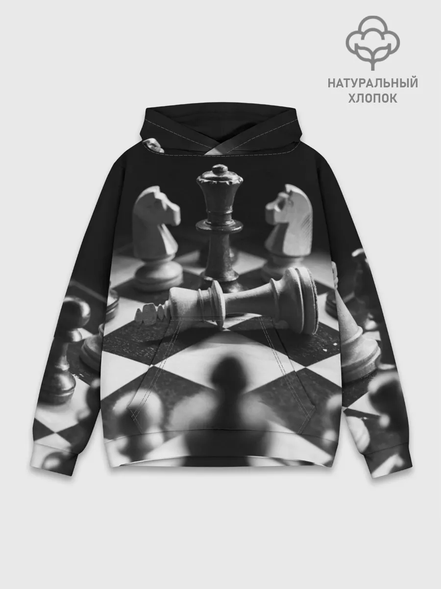 Худи мужской база хлопок / Шахматы