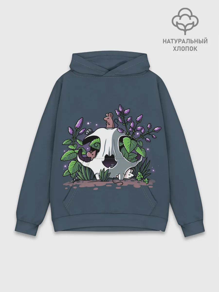 Худи мужской база хлопок / Мыши в черепе