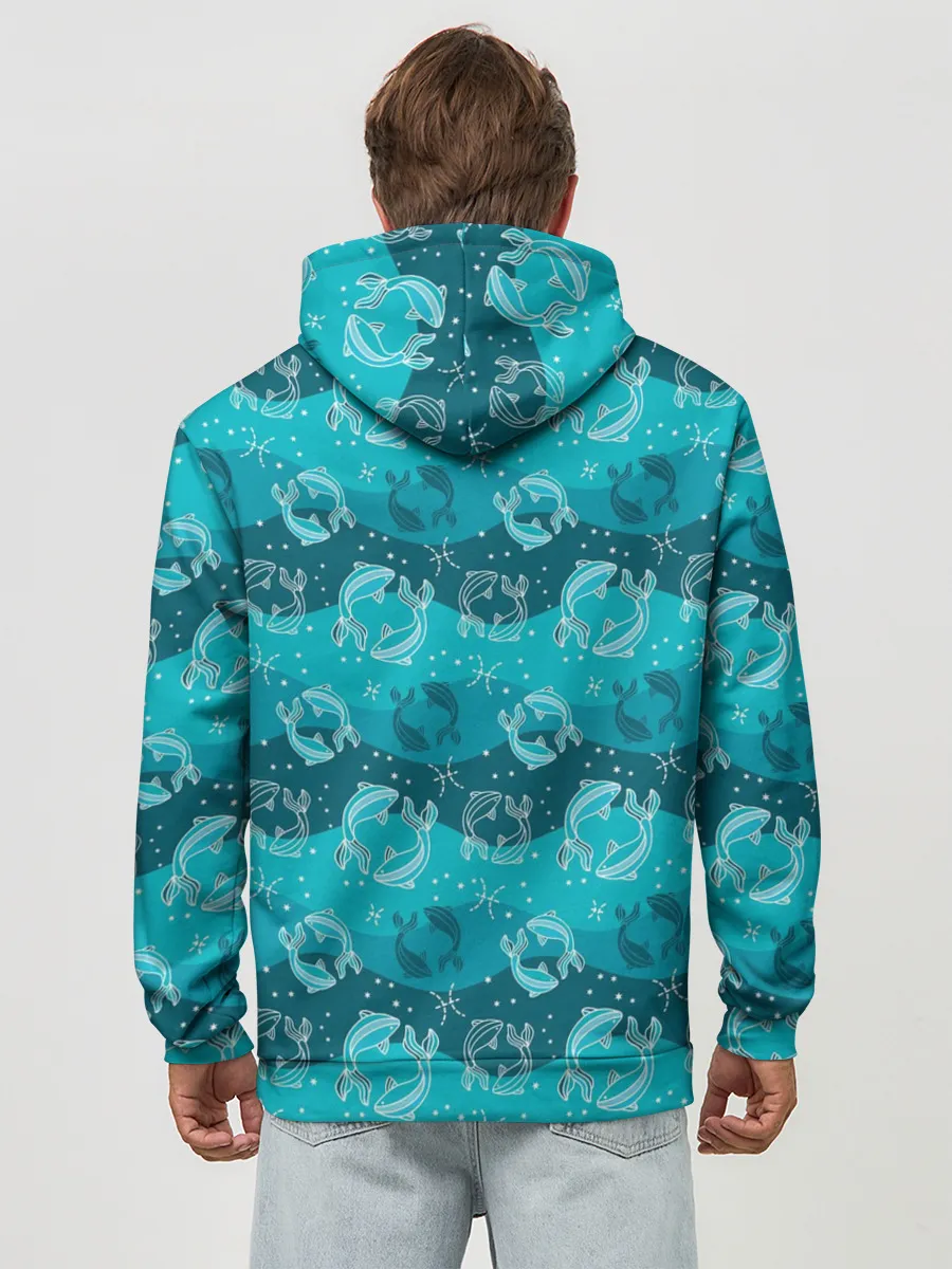 Худи мужской база хлопок / Рыбы