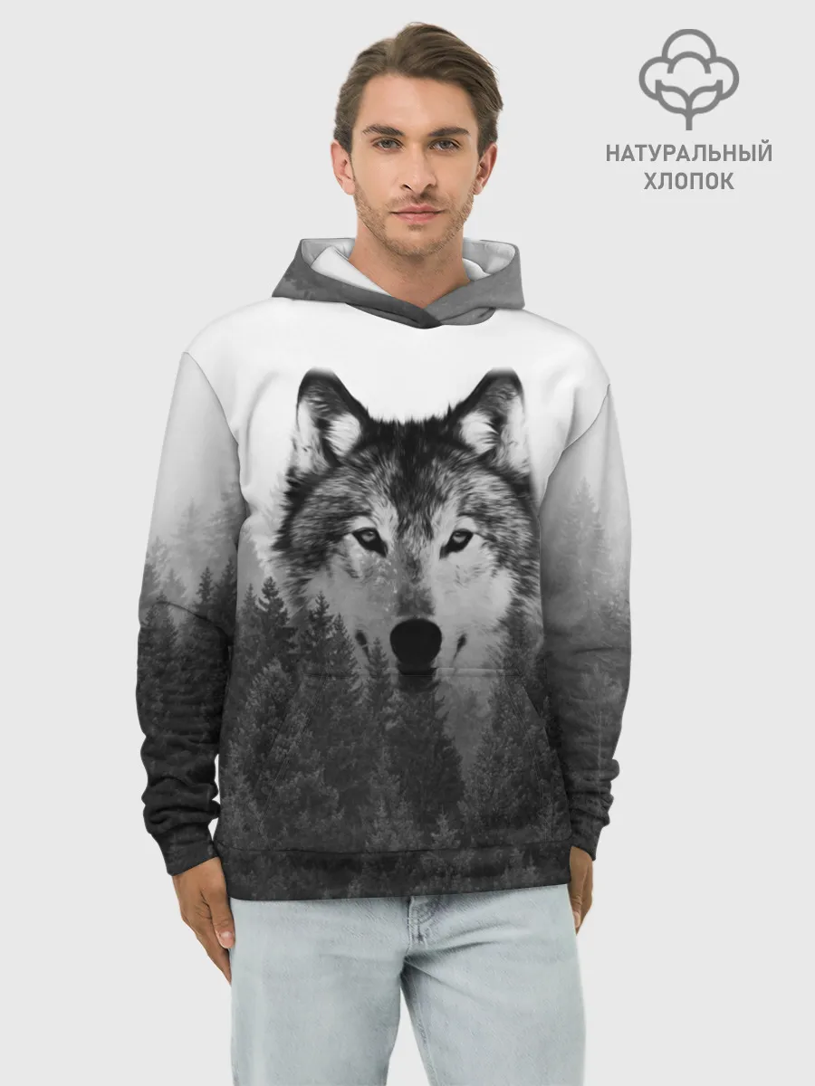 Худи мужской база хлопок / Волк