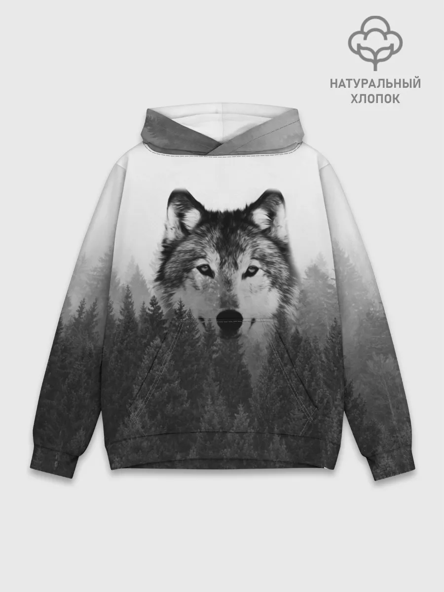 Худи мужской база хлопок / Волк