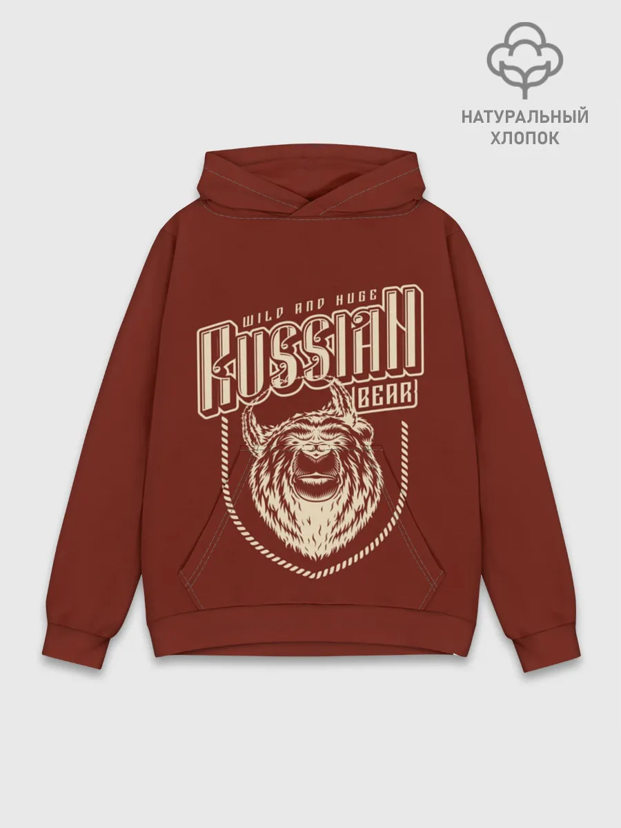 Худи мужской база хлопок / Русский медведь в шапке