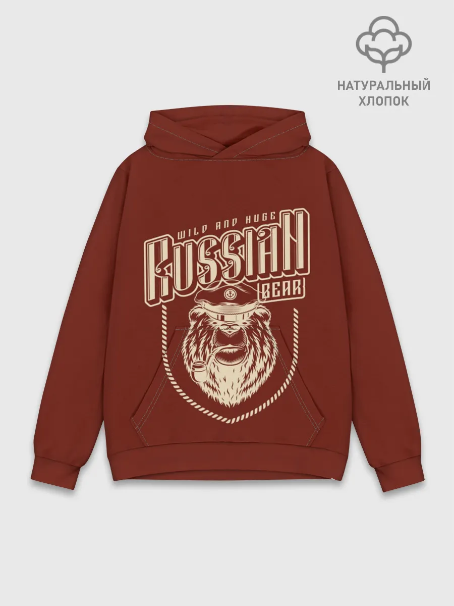 Худи мужской база хлопок / Русский медведь капитан