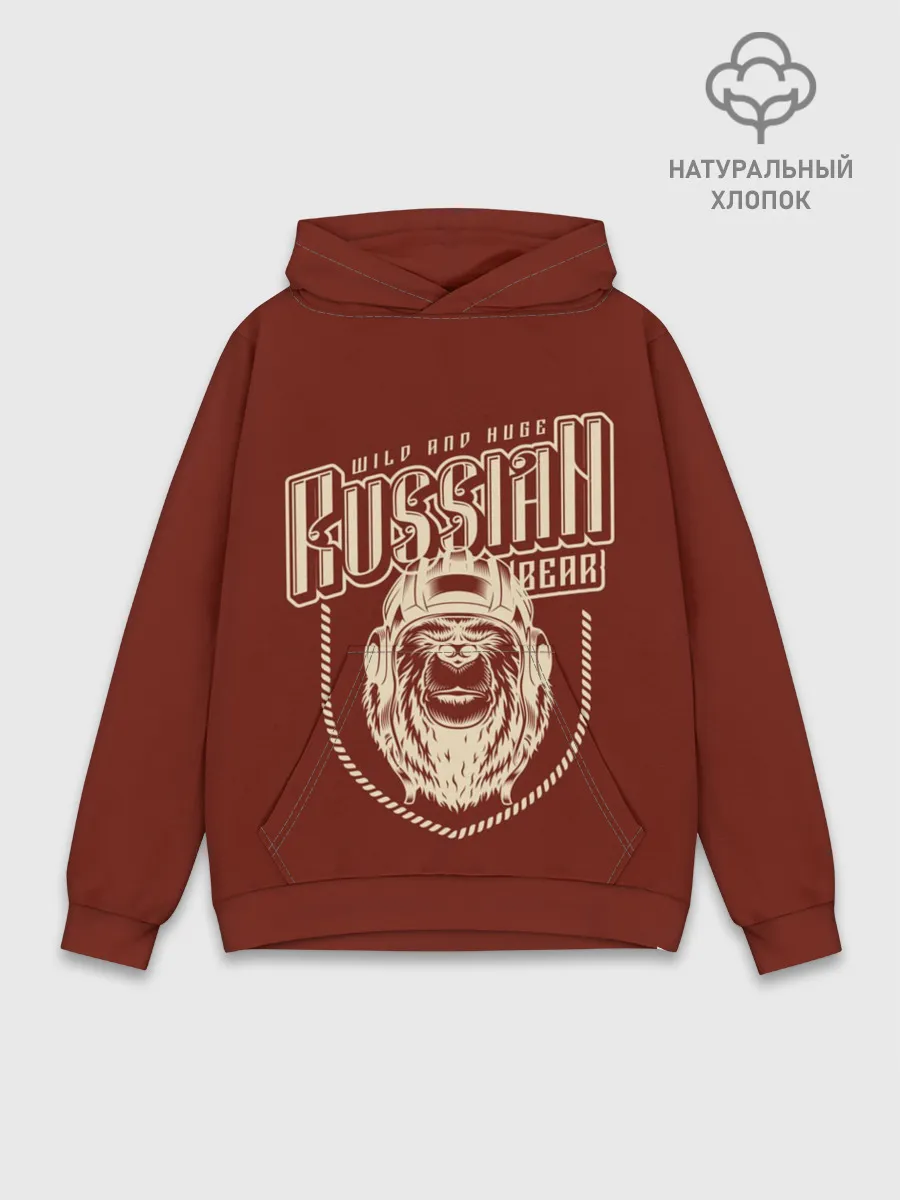 Худи мужской база хлопок / Русский медведь танкист