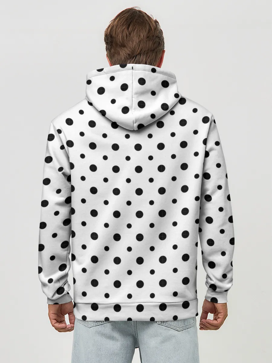 Худи мужской база хлопок / Точки черные на белом