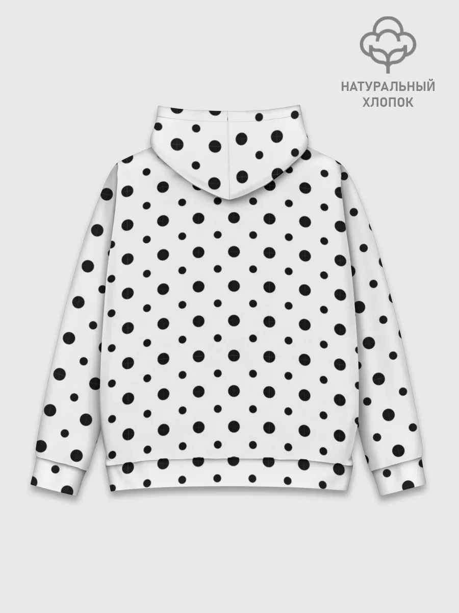Худи мужской база хлопок / Точки черные на белом