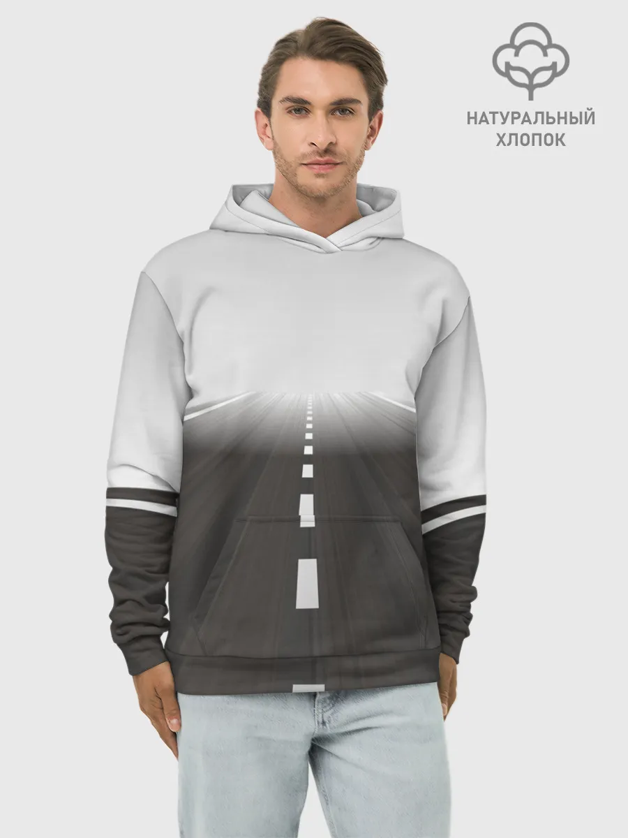 Худи мужской база хлопок / Дорога, уходящая в даль