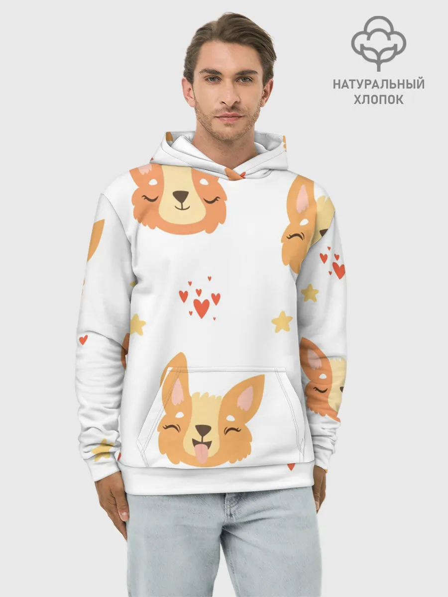 Худи мужской база хлопок / Милый Корги