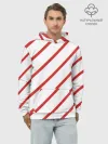 Худи мужской база хлопок / Полосы красные на белом