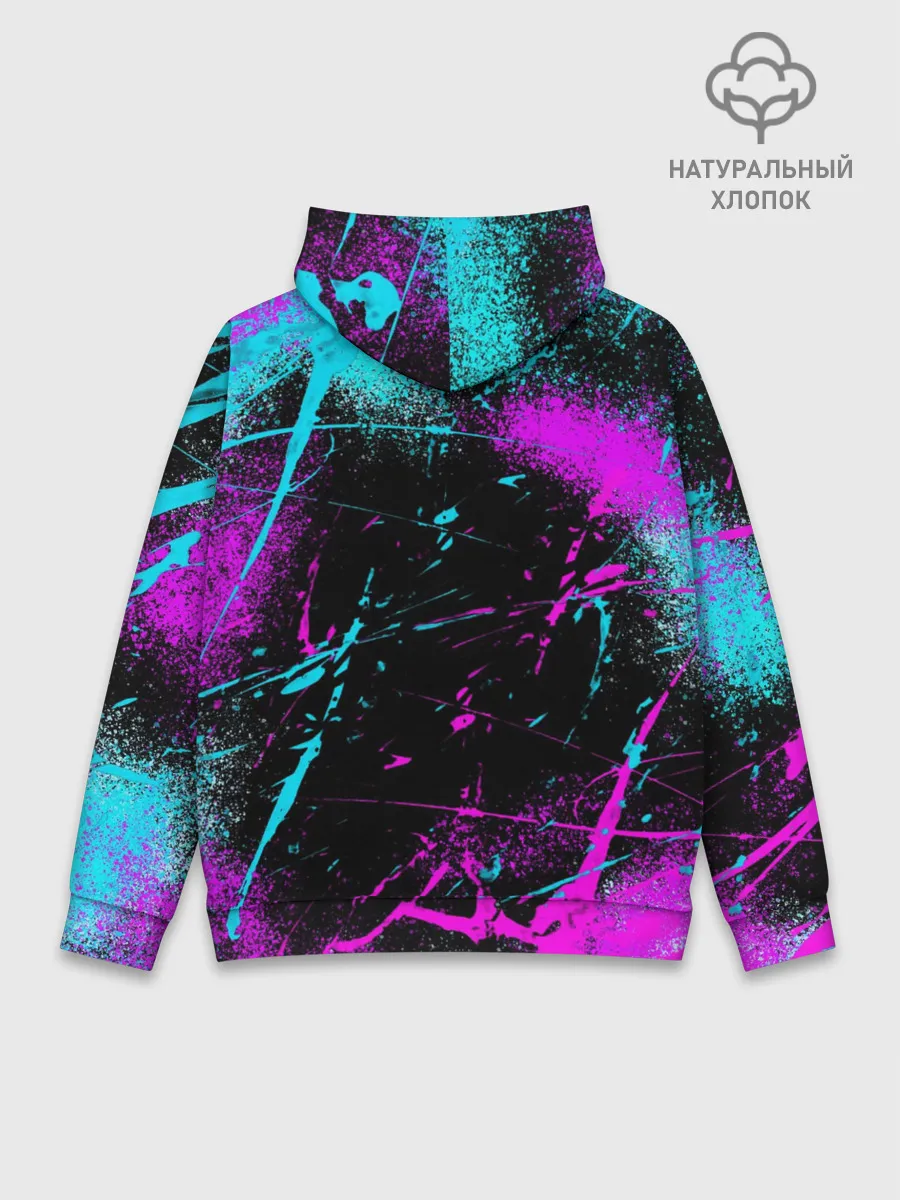 Худи мужской база хлопок / Неоновый череп