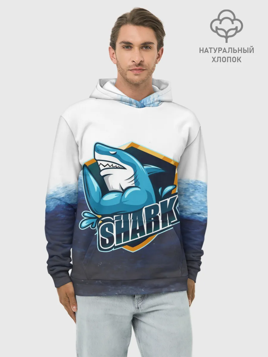 Худи мужской база хлопок / Акула