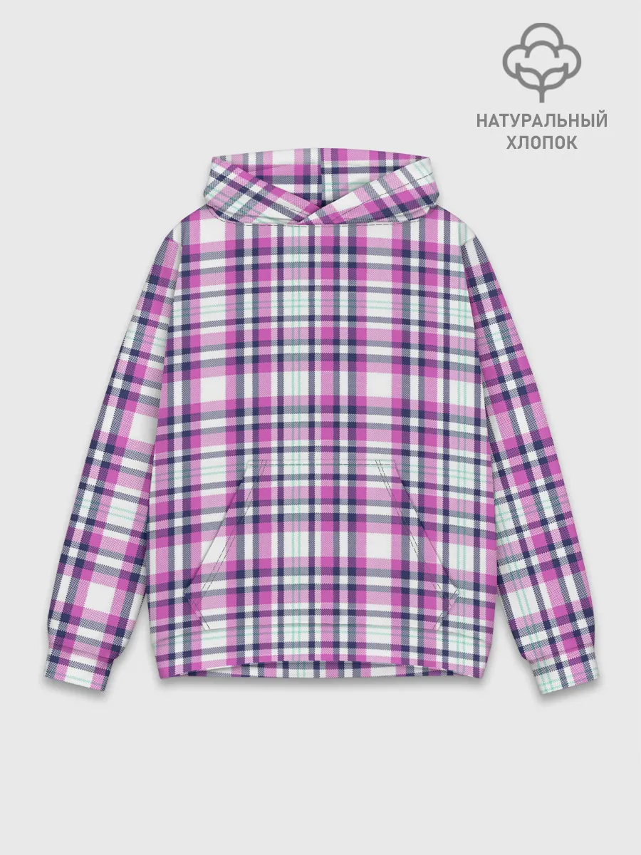 Худи мужской база хлопок / Текстура в клетку