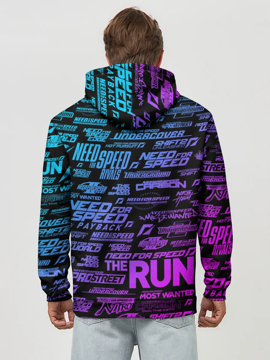 Худи мужской база хлопок / NFS ALL LOGOS NEON