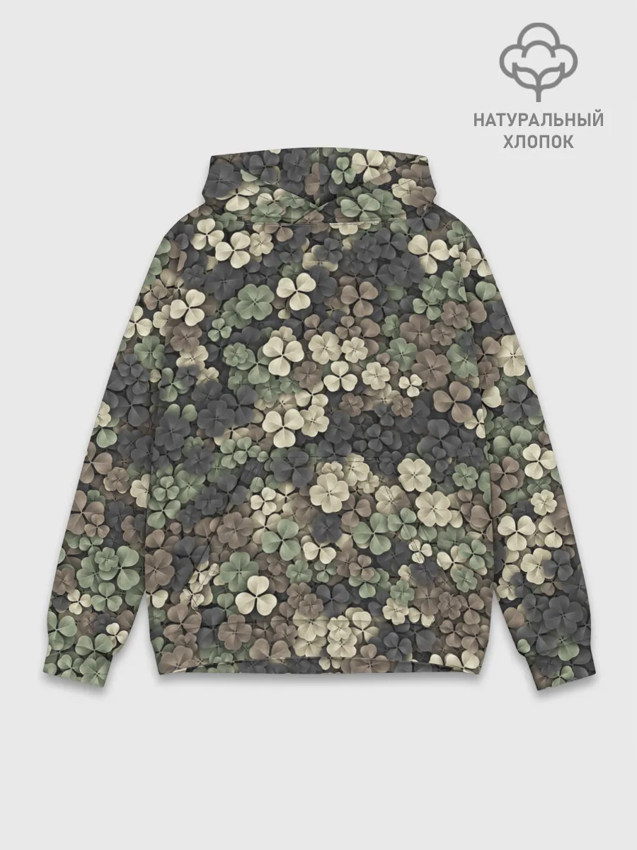 Худи мужской база хлопок / Камуфляж с клевером